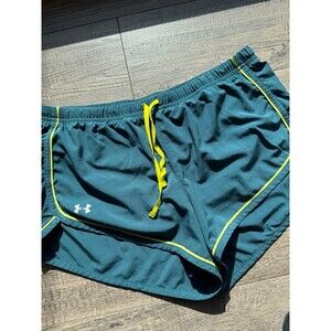 Womens Underarmour shorts green/blue with built in underwear